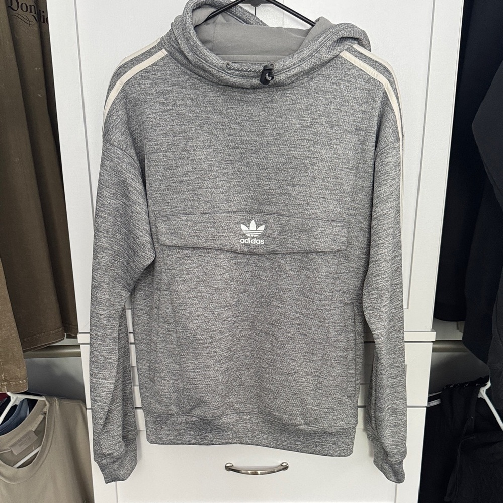 Adidas Men's Turtleneck Hoodie in Gray